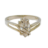 Sterling Silver Marquise CZ Double Wishbone Dress Ring Vintage c1990 Size T