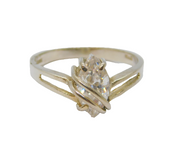 Sterling Silver Marquise CZ Double Wishbone Dress Ring Vintage c1990 Size T