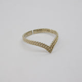 Sterling Silver Patterned Textured Wishbone Dress Ring Vintage c1970 Size L