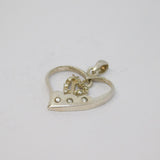 Sterling Silver Paste Set Double Heart Charm Pendant Vintage c1970