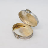 Chinese Sterling Silver & Green Jade Set Pill Box Antique c1930s Art Deco