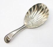 Victorian Sterling Silver Shell Bowl Tea Caddy Spoon Antique 1866 London