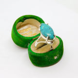 Sterling Silver Turquoise Ellipse Cabochon Dress Ring Vintage c1970 Size N 1/2