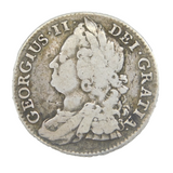 King George II Silver Shilling Coin Antique 1743 Fine Condition