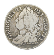 King George II Silver Shilling Coin Antique 1743 Fine Condition