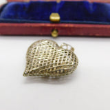Sterling Silver Heart Cage Charm Pendant Vintage c1970