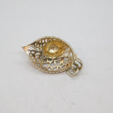 Sterling Silver Lucky Ladybird On Cutwork Leaf Charm Pendant Vintage c1970s