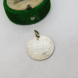 Sterling Silver Queen Victoria Sixpence Coin Charm Pendant Antique 1887