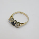 Sterling Silver Sapphire & Spinel Engagement Band Ring Vintage c1970 Size O
