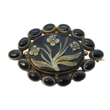 George III 9ct Gold, Carved Hardstone & Banded Agate Mourning Brooch Antique