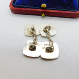 Sterling Silver Red Enamel H Initial Gents Engine Turned Cufflinks 1958