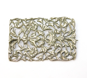 Victorian Sterling Silver Floral Pattern Buckle Style Brooch Antique c1880
