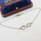 Sterling Silver Diamond Paste Figure of Eight Bracelet Vintage c1970