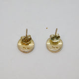 Pair of Sterling Silver Dyed Pink Shell Round Stud Earrings Modern c2000