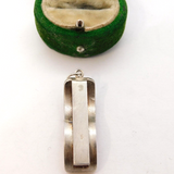 Sterling Silver Wave Design Brown Amber Charm Pendant Vintage c1970