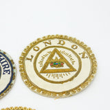 Collection of Five Large Gilded Masonic Warden Apron Patches Vintage c1960s
