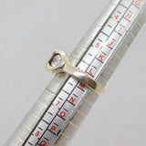 Sterling Silver Single Garnet & 2 CZ Hearts Studio Ring Vintage c1970 Size L 1/2