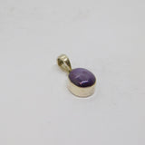 Sterling Silver Cabochon Star Ruby Oval Drop Charm Pendant Vintage c1970