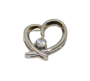 Sterling Silver CZ Set Contemporary Open Heart Charm Pendant Vintage c1970