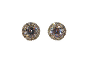 Pair of Sterling Silver Cubic Zirconia Cluster Stud Earrings Vintage c1970