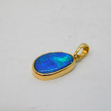 9ct Yellow Gold Mounted Doublet Opal Drop Pendant Vintage c1970s