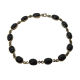 Sterling Silver & Onyx Set Panel Bracelet Vintage c1970s