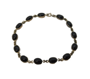 Sterling Silver & Onyx Set Panel Bracelet Vintage c1970s