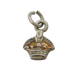 Sterling Silver Enamel Royal Crown Charm Pendant Vintage c1970s