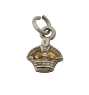 Sterling Silver Enamel Royal Crown Charm Pendant Vintage c1970s