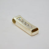 Sterling Silver Channel Set CZ Curved Rectangle Drop Pendant Vintage c1970