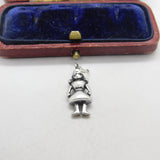 Sterling Silver Cartoon Young Lady Charm Pendant Vintage c1970