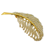 20th Century Gold Plated Seed Pearl Set Feather Brooch Antique c1920 Art Deco