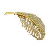 20th Century Gold Plated Seed Pearl Set Feather Brooch Antique c1920 Art Deco