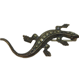 Sterling Silver & Marcasite Set Lizard Brooch Pin Antique c1930s