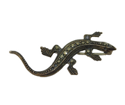 Sterling Silver & Marcasite Set Lizard Brooch Pin Antique c1930s