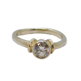 Sterling Silver White Topaz Studio Style Band Ring Modern c1990 Size O