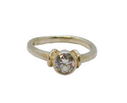 Sterling Silver White Topaz Studio Style Band Ring Modern c1990 Size O