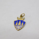 Sterling Silver Gilt & Enamel Shield Form Crested Charm Pendant Antique c1930