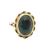 Sterling Silver Cabochon Bloodstone Oval Dress Ring Vintage c1970 Size L 1/2