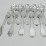 Pierre Harache William III Sterling Silver Set of Dog Nose Spoons & Forks 1694