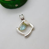 Sterling Silver Topaz & Opal Set Drop Charm Pendant Vintage c1970