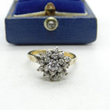 Sterling Silver Gilt & Spinel Set Floral Cluster Ring Vintage c1990 Birmingham