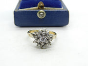 Sterling Silver Gilt & Spinel Set Floral Cluster Ring Vintage c1990 Birmingham