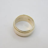 Sterling Silver Lined Edge Wide Wedding Band Ring Vintage c1970 Size O 1/2