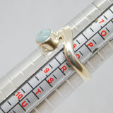 Sterling Silver Pale Blue Natural Stone Dress Ring Vintage c1970 Size Q 1/2