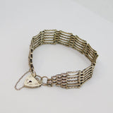 Sterling Silver Heart Padlock Clasp 6 Bar Gate Bracelet Vintage 1977 London