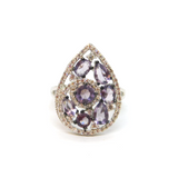 Sterling Silver 7 Amethyst & Spinel Ornate Pear Dress Ring Modern c1990 Size O