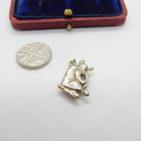 Sterling Silver Laughing Cow Charm Pendant Vintage c1970