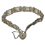 Sterling Silver Gate Link Heart Lock Charm Bracelet Vintage 1980 London