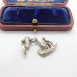 Sterling Silver Ladies High Heel and Ship Charm Pendant Vintage c1970